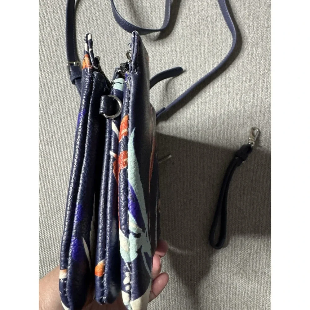 Vince Camino Cami Handbag Navy Blue And Orange Floral Crossbody Or Wristlet